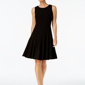 Calvin Klein Petite Sleeveless Pleated A-Line Black Dress Size 8P